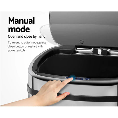 Devanti Motion Sensor Bin 68L Hands-Free Touchless Kitchen Waste - Mekamart Australia