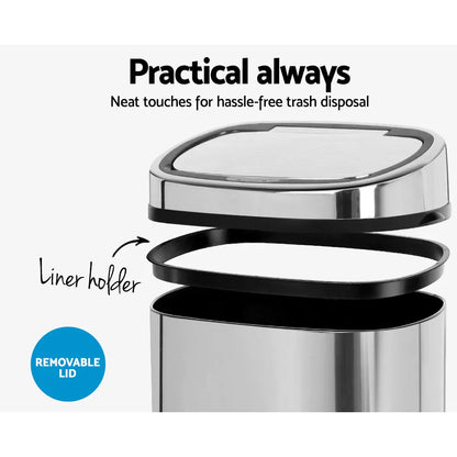 Devanti Motion Sensor Bin 68L Hands-Free Touchless Kitchen Waste - Mekamart Australia