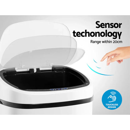 Devanti 68L Motion Sensor Bin Rubbish Automatic White - Mekamart Australia
