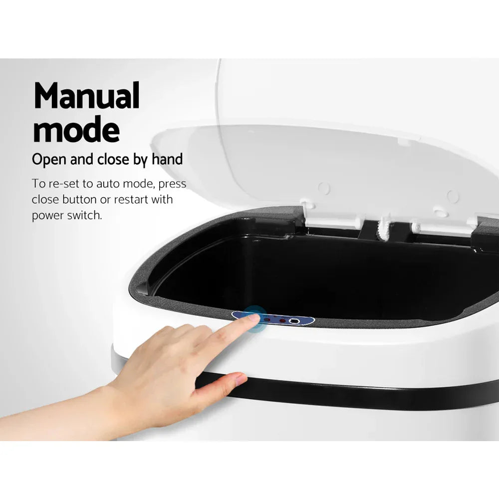 Devanti 68L Motion Sensor Bin Rubbish Automatic White - Mekamart Australia