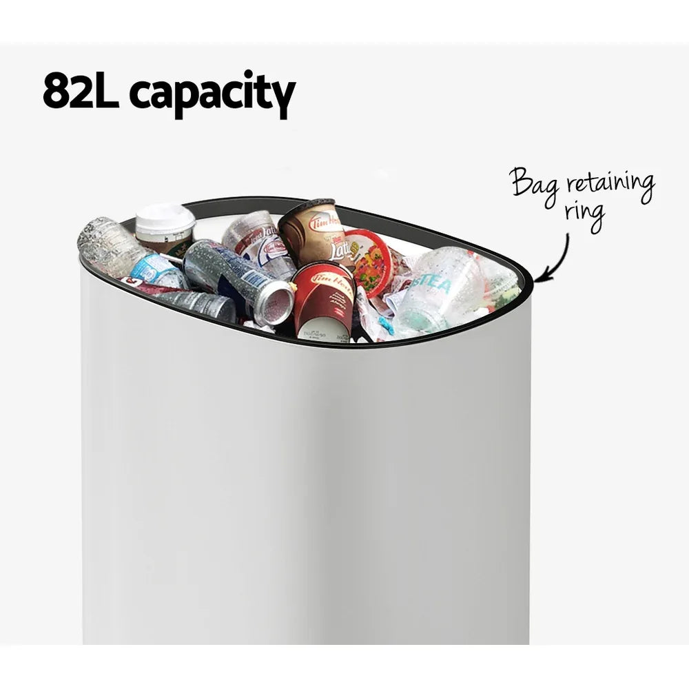 Devanti 82L Motion Sensor Bin Rubbish Automatic White - Mekamart Australia