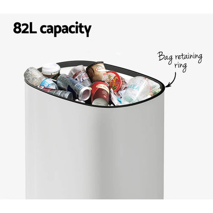 Devanti 82L Motion Sensor Bin Rubbish Automatic White - Mekamart Australia