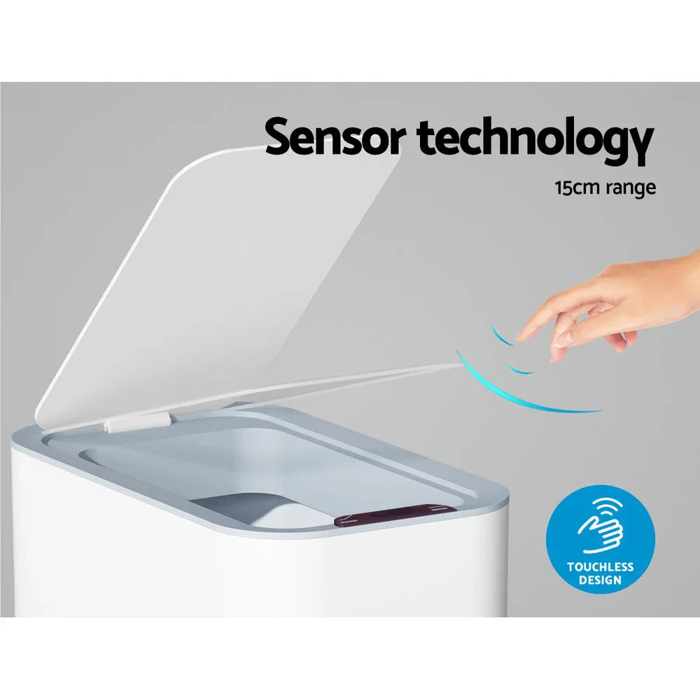 Devanti 9L Motion Sensor Bin Rubbish Automatic White - Mekamart Australia
