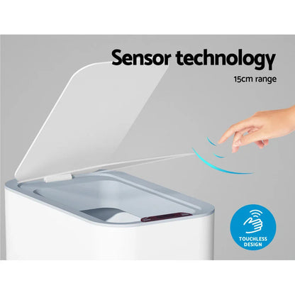 Devanti 9L Motion Sensor Bin Rubbish Automatic White - Mekamart Australia