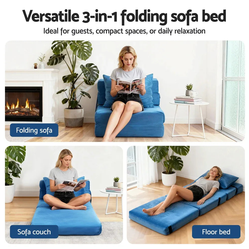 Artiss Convertible Folding Sofa Bed Armless Lounger Foam Floor Sofas Futons Couches - Mekamart Australia