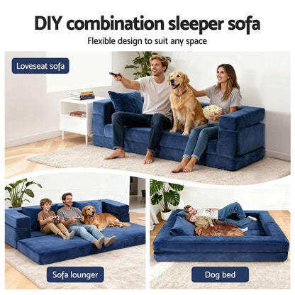 Artiss Convertible Folding Sofa Bed Pull Out Mattress Foldable Lounge Couch Chair - Mekamart Australia