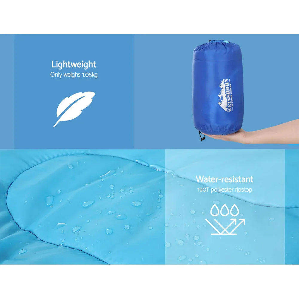 Weisshorn Sleeping Bag Kids Single 172cm Thermal Camping Hiking Blue - Mekamart Australia