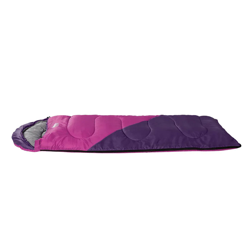 Weisshorn Sleeping Bag Kids Single 172cm Thermal Camping Hiking Pink - Mekamart Australia
