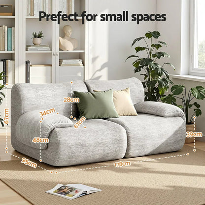 Artiss 2 Seater Sofa Modular Sectional Sofas Couch Bed No Assembly Living Room Grey - Mekamart Australia