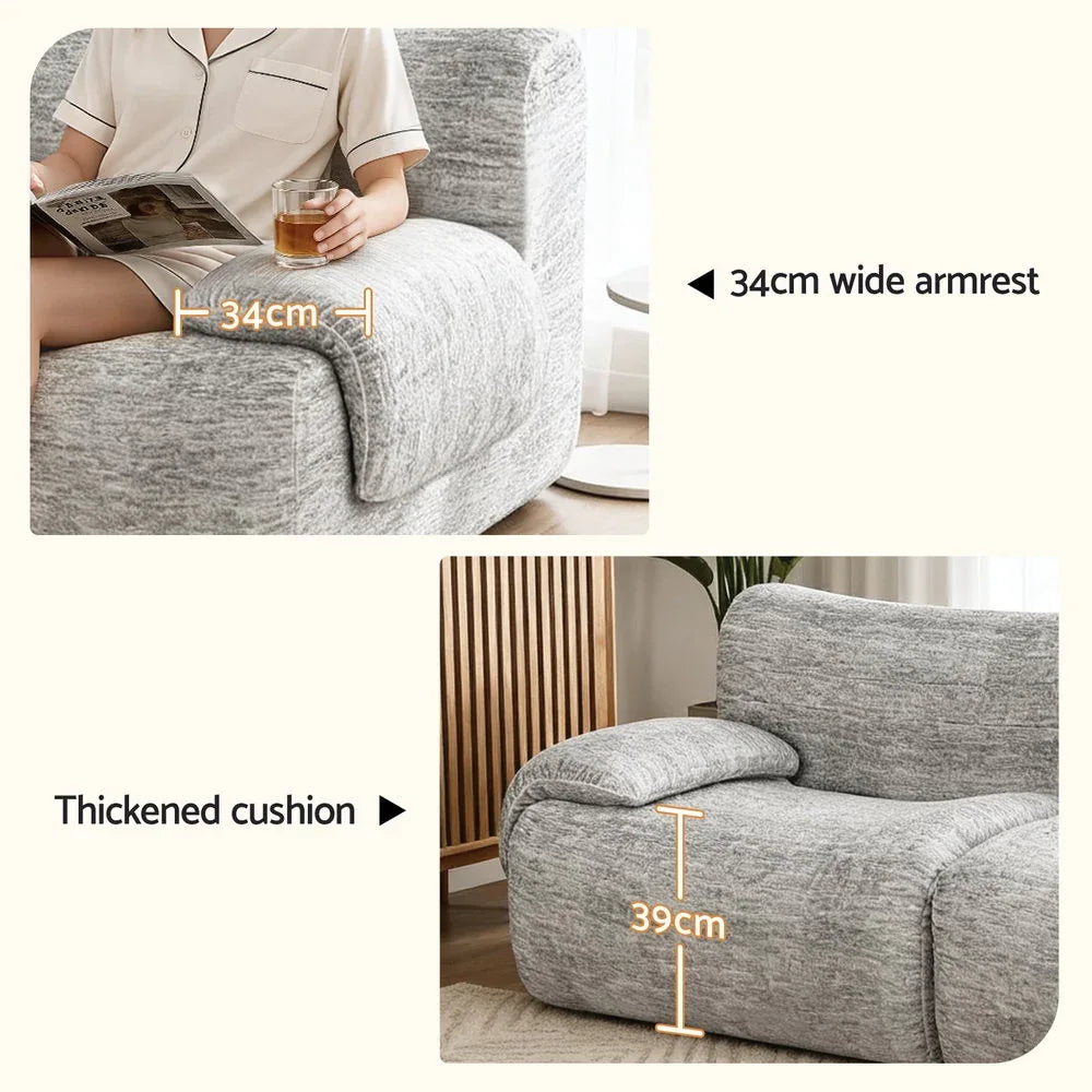 Artiss 2 Seater Sofa Modular Sectional Sofas Couch Bed No Assembly Living Room Grey - Mekamart Australia