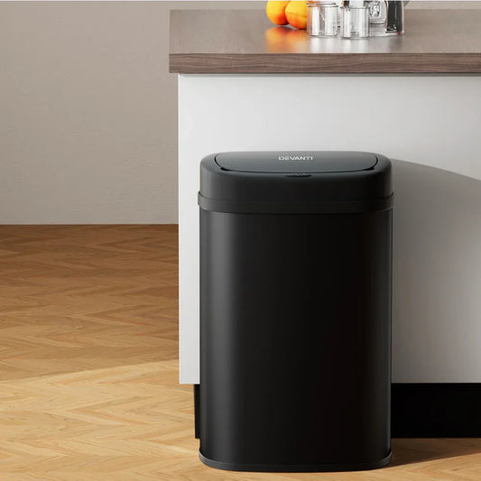 Devanti 50L Sensor Bin Motion Rubbish Automatic Black - Mekamart Australia
