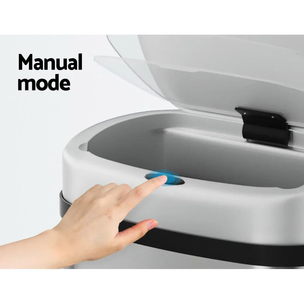 Devanti 50L Sensor Bin Motion Rubbish Automatic Silver - Mekamart Australia