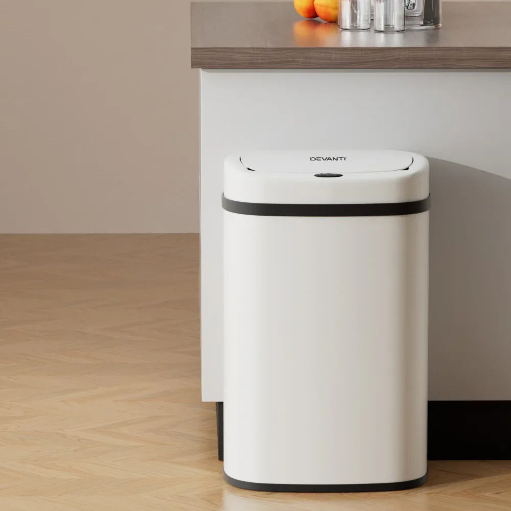 Devanti 50L Sensor Bin Motion Rubbish Automatic White - Mekamart Australia