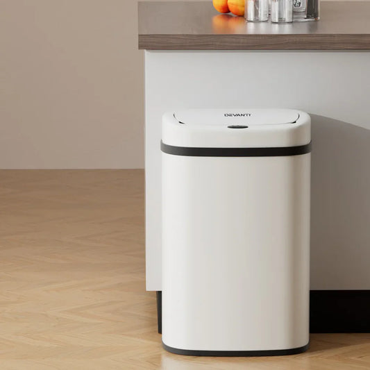 Devanti 50L Sensor Bin Motion Rubbish Automatic White - Mekamart Australia