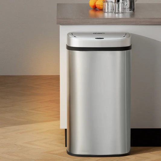 Devanti 60L Sensor Bin Motion Rubbish Automatic Silver - Mekamart Australia