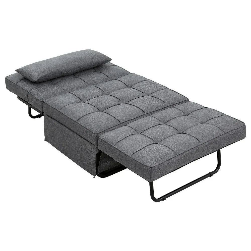 Artiss Sofa Bed Lounge Convertible Ottoman 1 Seater Couch Recliner Linen Grey - Mekamart Australia