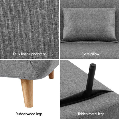 Artiss Sofa Bed 2 Seater Convertible Couch Recliner Lounge Chair Linen - Mekamart Australia