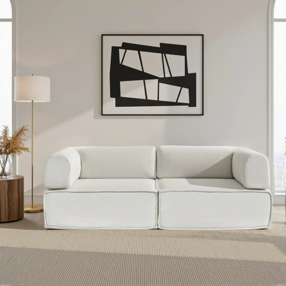 Artiss Convertible Folding Sofa Bed Beign - Mekamart Australia