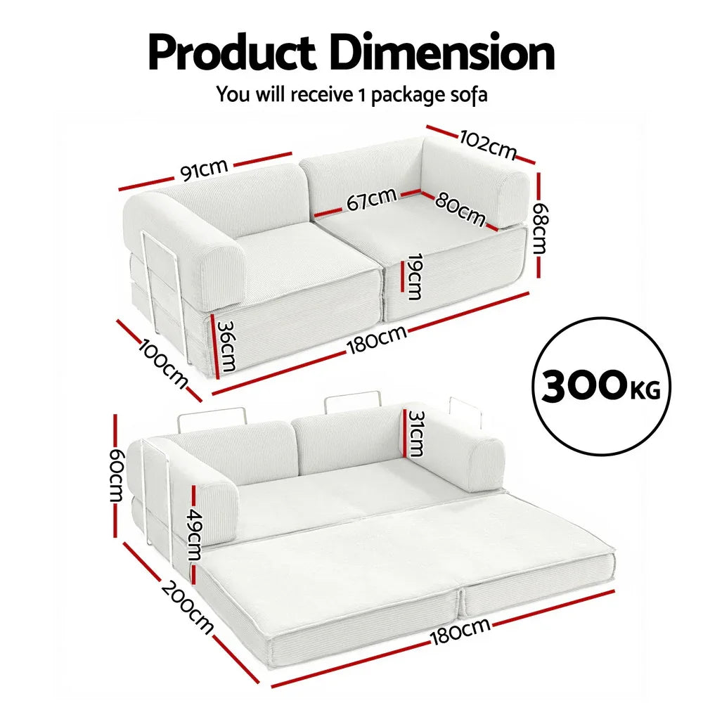 Artiss Convertible Folding Sofa Bed Beign - Mekamart Australia
