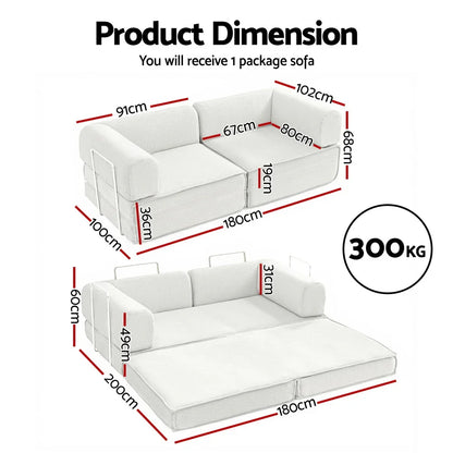 Artiss Convertible Folding Sofa Bed Beign - Mekamart Australia