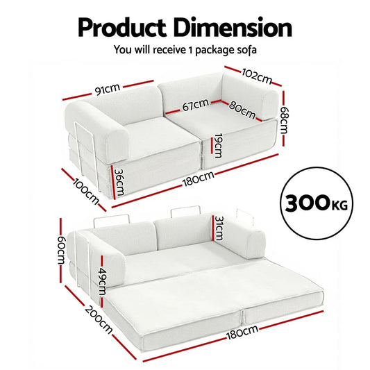 Artiss Convertible Folding Sofa Bed Beign - Mekamart Australia