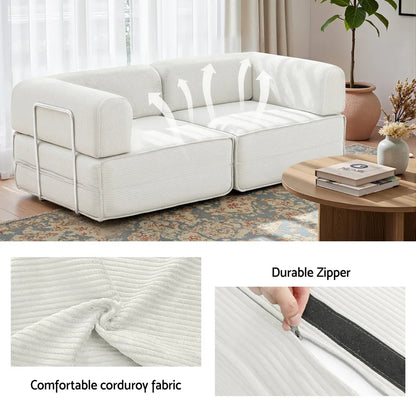 Artiss Convertible Folding Sofa Bed Beign - Mekamart Australia