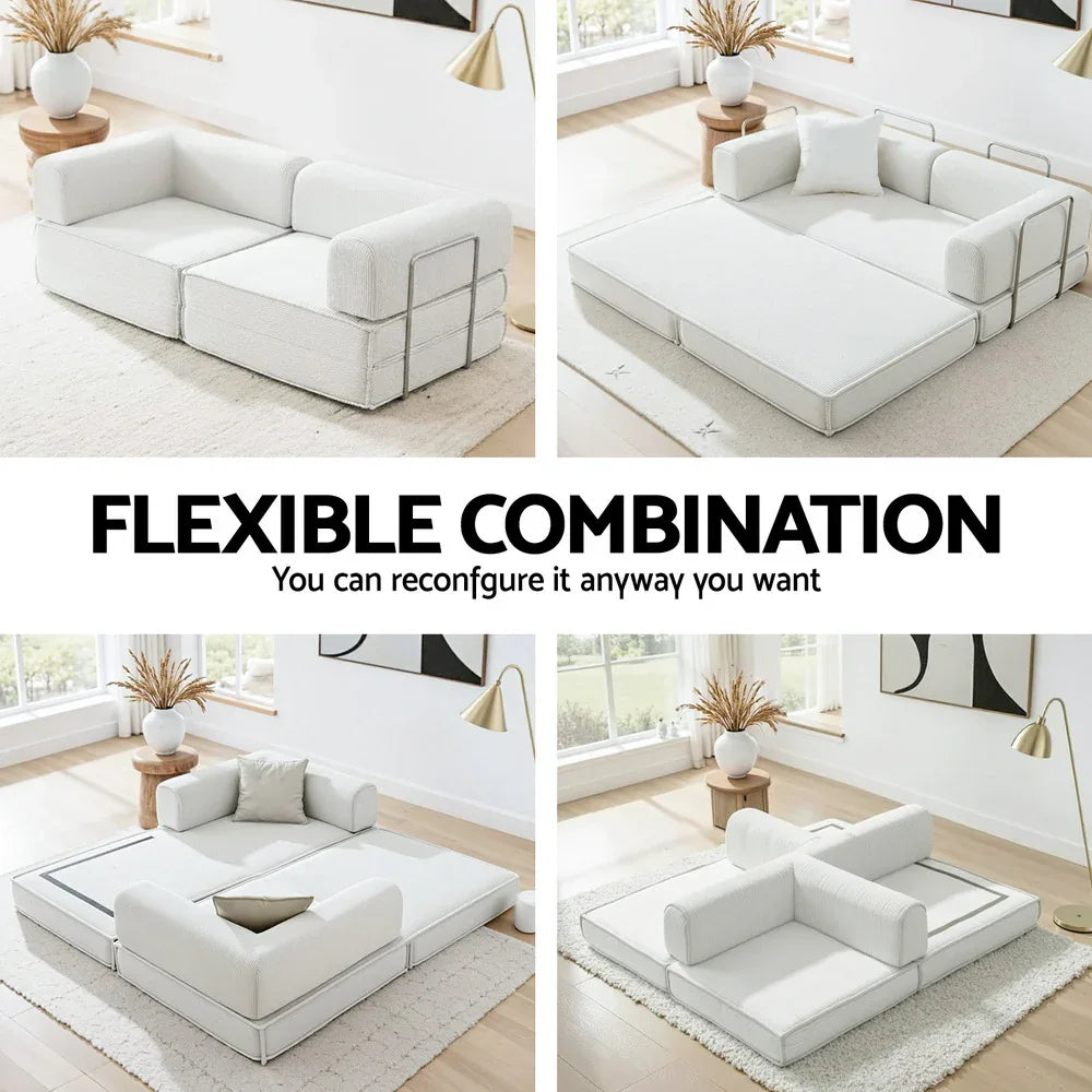 Artiss Convertible Folding Sofa Bed Beign - Mekamart Australia
