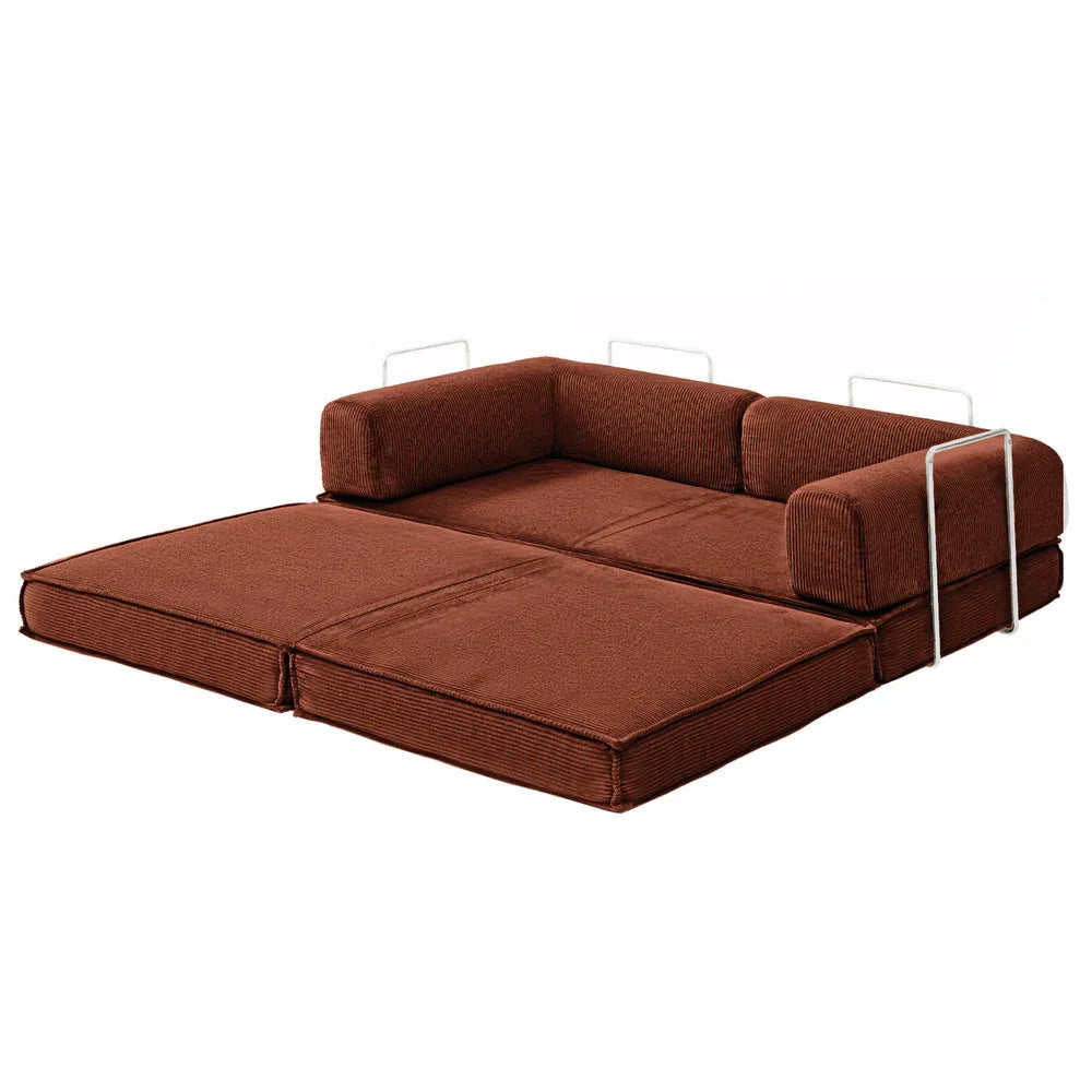 Artiss Convertible Folding Sofa Bed Orange - Mekamart Australia
