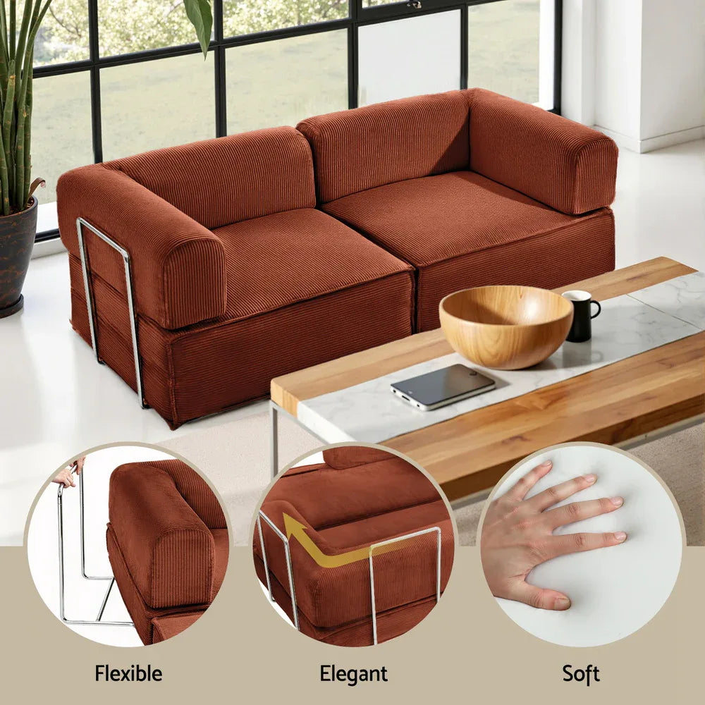 Artiss Convertible Folding Sofa Bed Orange - Mekamart Australia