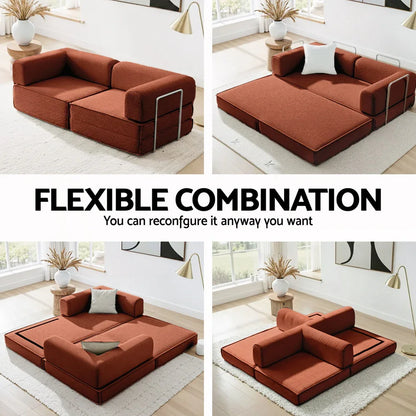 Artiss Convertible Folding Sofa Bed Orange - Mekamart Australia