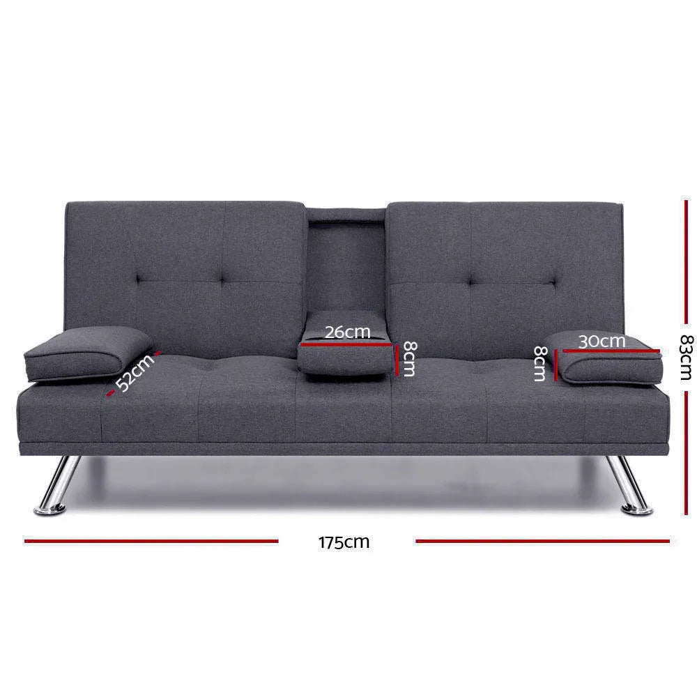 Artiss Sofa Bed 175CM Dark Grey Fabric - Mekamart Australia