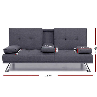 Artiss Sofa Bed 175CM Dark Grey Fabric - Mekamart Australia