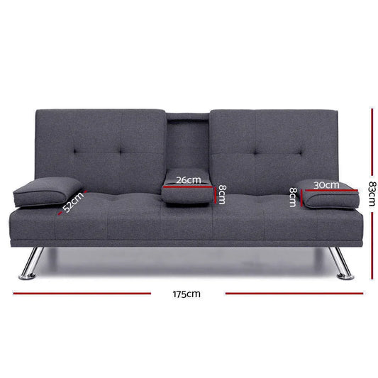 Artiss Sofa Bed 175CM Dark Grey Fabric - Mekamart Australia