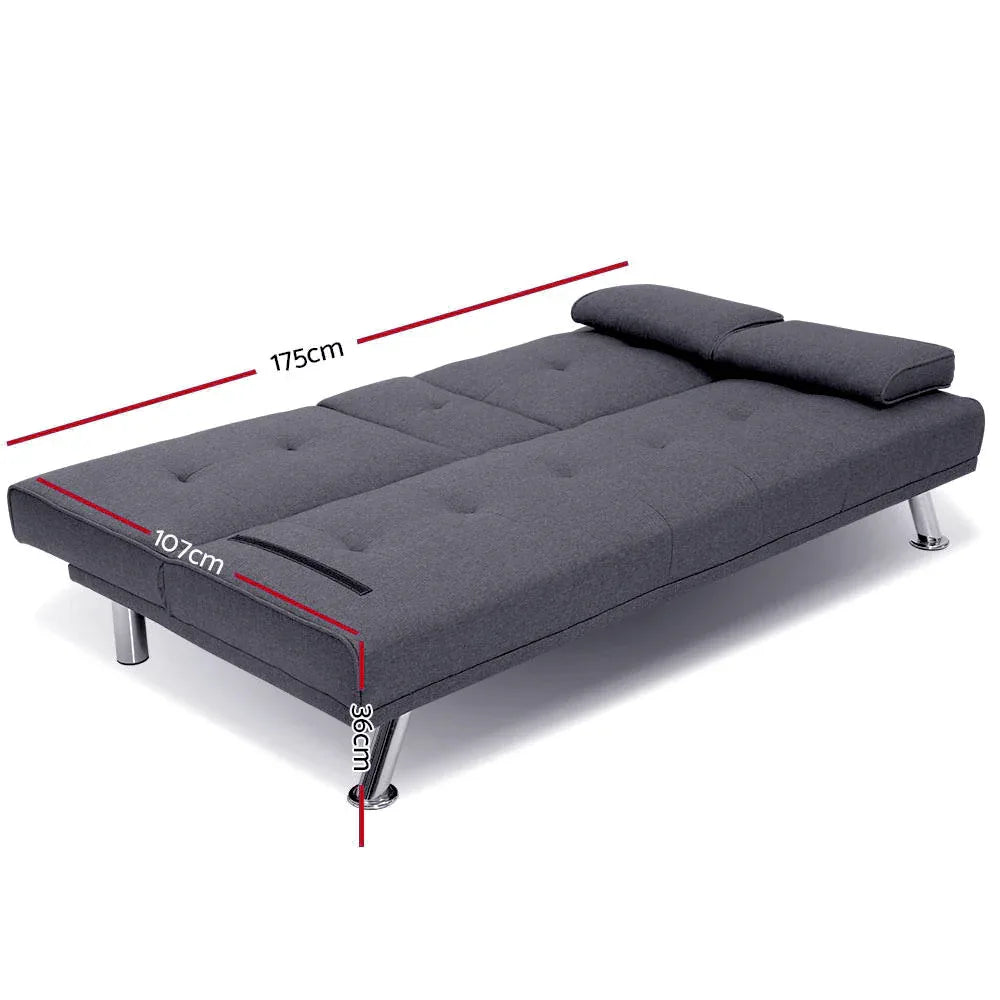 Artiss Sofa Bed 175CM Dark Grey Fabric - Mekamart Australia