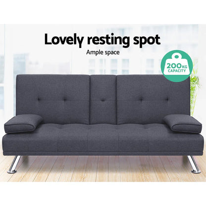 Artiss Sofa Bed 175CM Dark Grey Fabric - Mekamart Australia