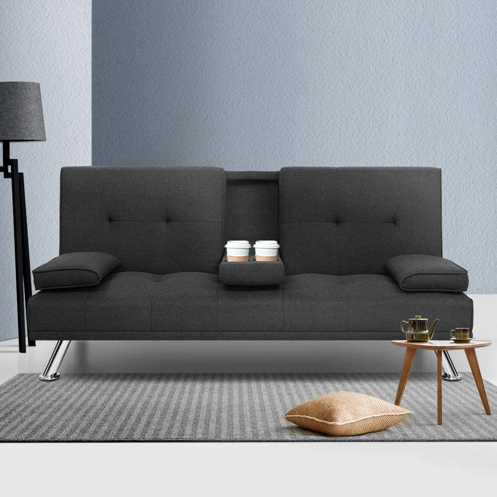 Artiss Sofa Bed 175CM Dark Grey Fabric - Mekamart Australia