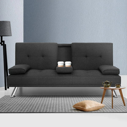 Artiss Sofa Bed 175CM Dark Grey Fabric - Mekamart Australia