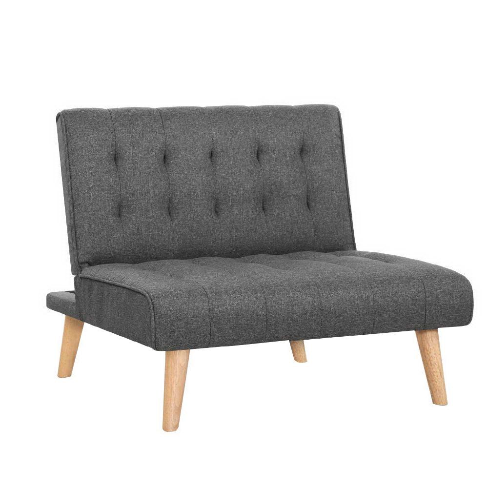 Artiss Sofa Bed Lounge Chair Couch 1 Seater Recliner Futon Bed Set Linen Grey - Mekamart Australia