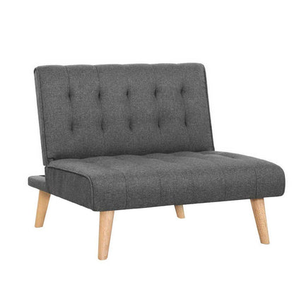 Artiss Sofa Bed Lounge Chair Couch 1 Seater Recliner Futon Bed Set Linen Grey - Mekamart Australia