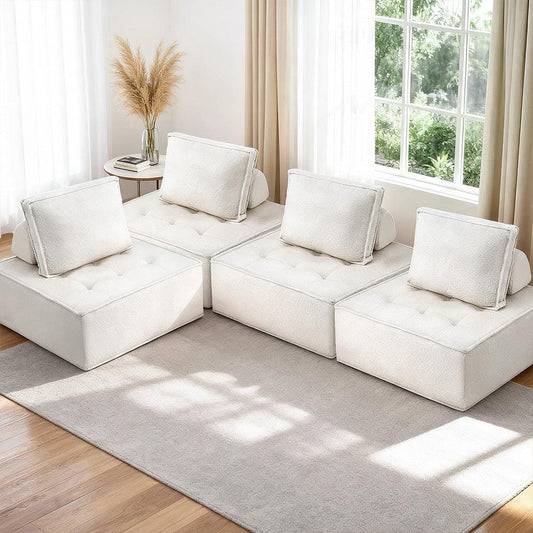 Artiss Floor Sofa Lounge Chair 4 Seater with Pillow - Mekamart Australia
