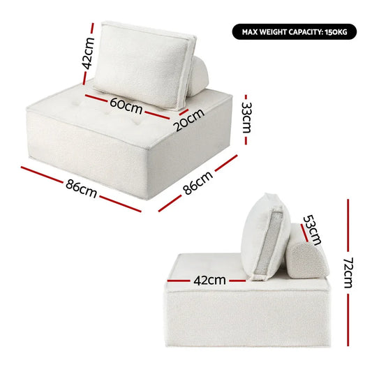Artiss Floor Sofa Lounge Chair 4 Seater with Pillow - Mekamart Australia