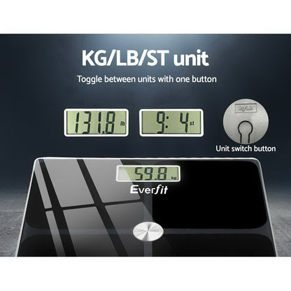 Everfit Electronic Digital Bathroom Scale Weighing Tracker Gym 180KG