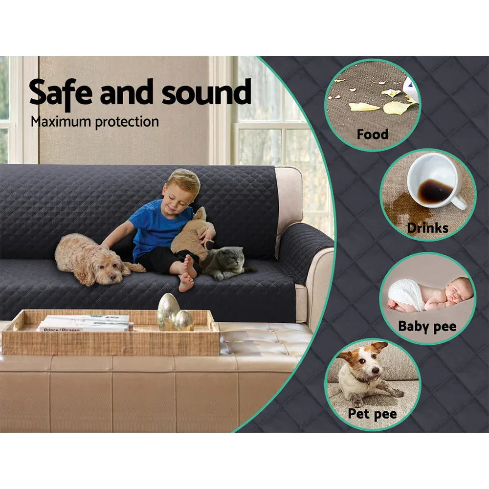 Artiss Sofa Cover Couch Covers 3 Seater 100% Water Resistant Dark Grey - Mekamart Australia