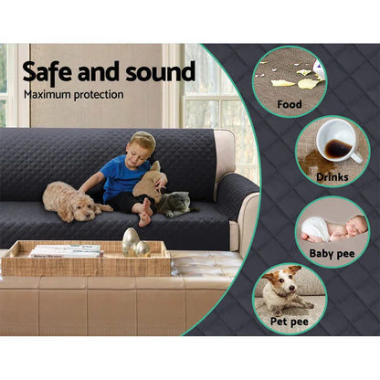 Artiss Sofa Cover Couch Covers 3 Seater 100% Water Resistant Dark Grey - Mekamart Australia