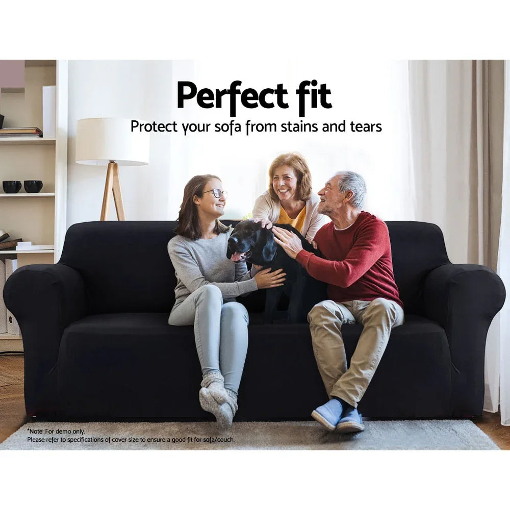 Artiss Sofa Cover Couch Covers 3 Seater Stretch Black - Mekamart Australia