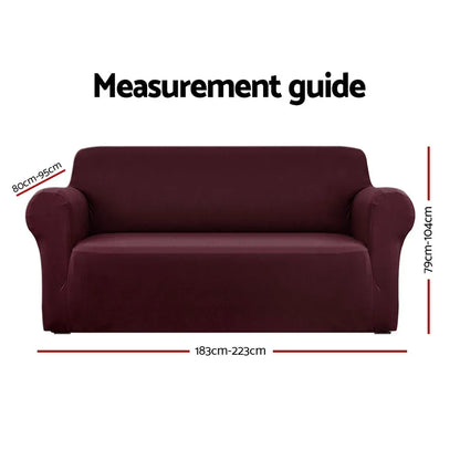Artiss Sofa Cover Couch Covers 3 Seater Stretch Burgundy - Mekamart Australia