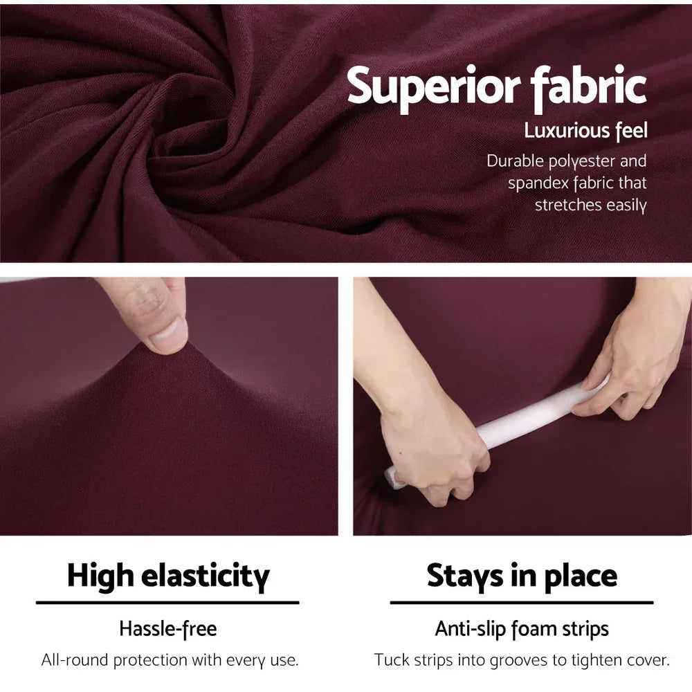 Artiss Sofa Cover Couch Covers 3 Seater Stretch Burgundy - Mekamart Australia