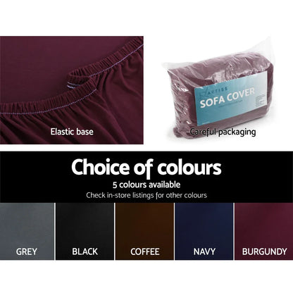Artiss Sofa Cover Couch Covers 3 Seater Stretch Burgundy - Mekamart Australia