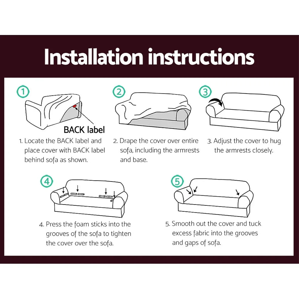 Artiss Sofa Cover Couch Covers 3 Seater Stretch Burgundy - Mekamart Australia