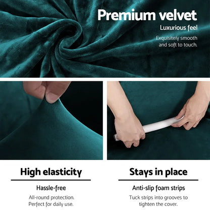 Artiss Sofa Cover Couch Covers 2 Seater Velvet Agate Green - Mekamart Australia